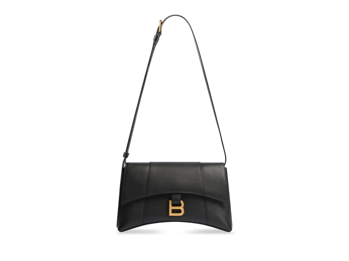 Balenciaga Downtown XS Shoulder Bag In Black Semi Shiny Smooth 