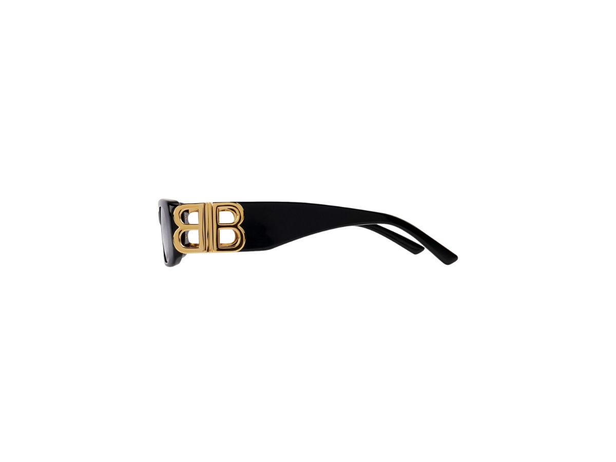 Balenciaga Dynasty Rectangle Sunglasses In Black Acetate With Black Lenses Gold Toned Hardware