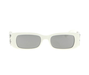 Balenciaga Dynasty Rectangle Sunglasses In White Acetate With Grey Lenses Silver Toned Hardware
