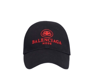 Balenciaga Embroidered Logo Baseball Cap Black Red