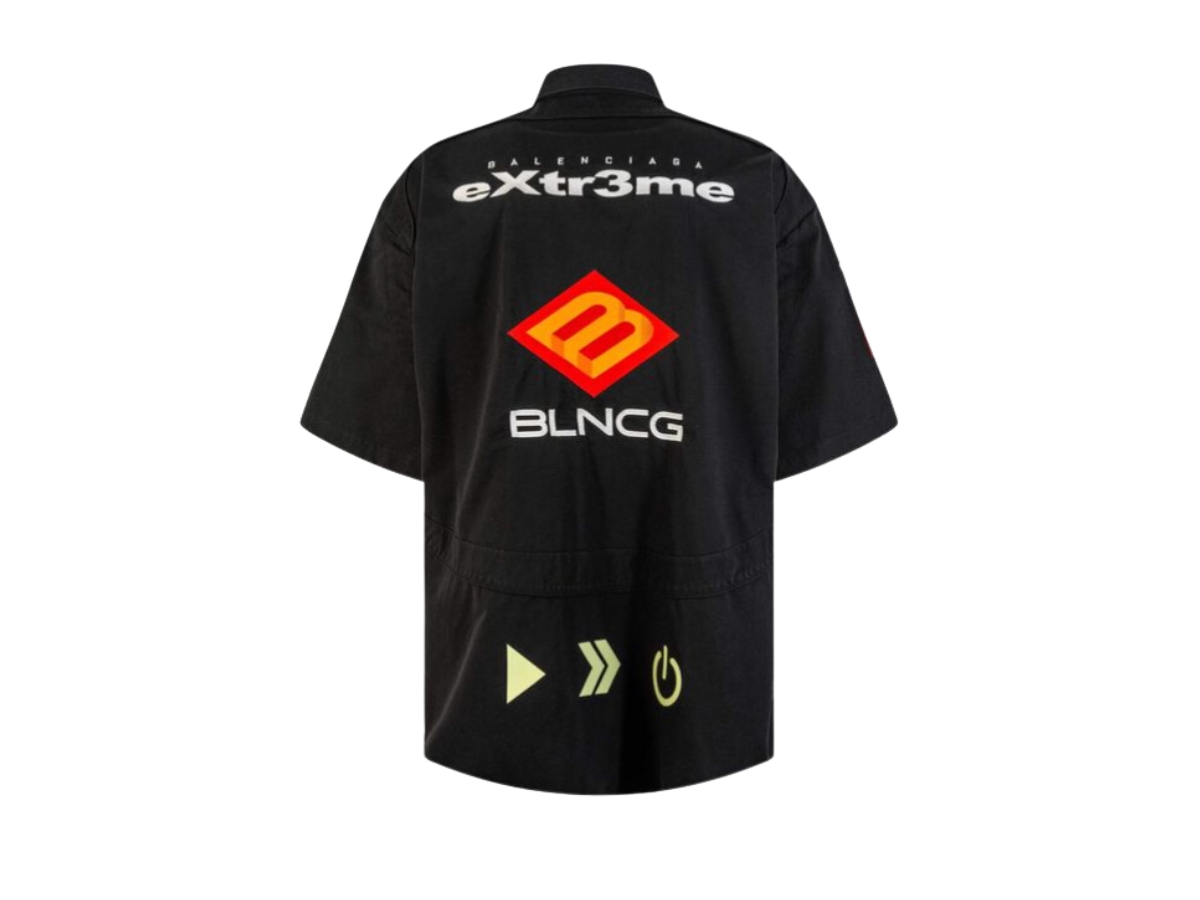 BALENCIAGA ×  23SS GAME SHIRT Balenciaga Gamer Short Sleeve Cotton Shirt In Black