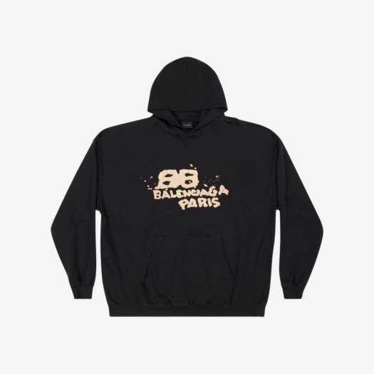 Balenciaga Hand Drawn BB Icon Hoodie Large Fit Black