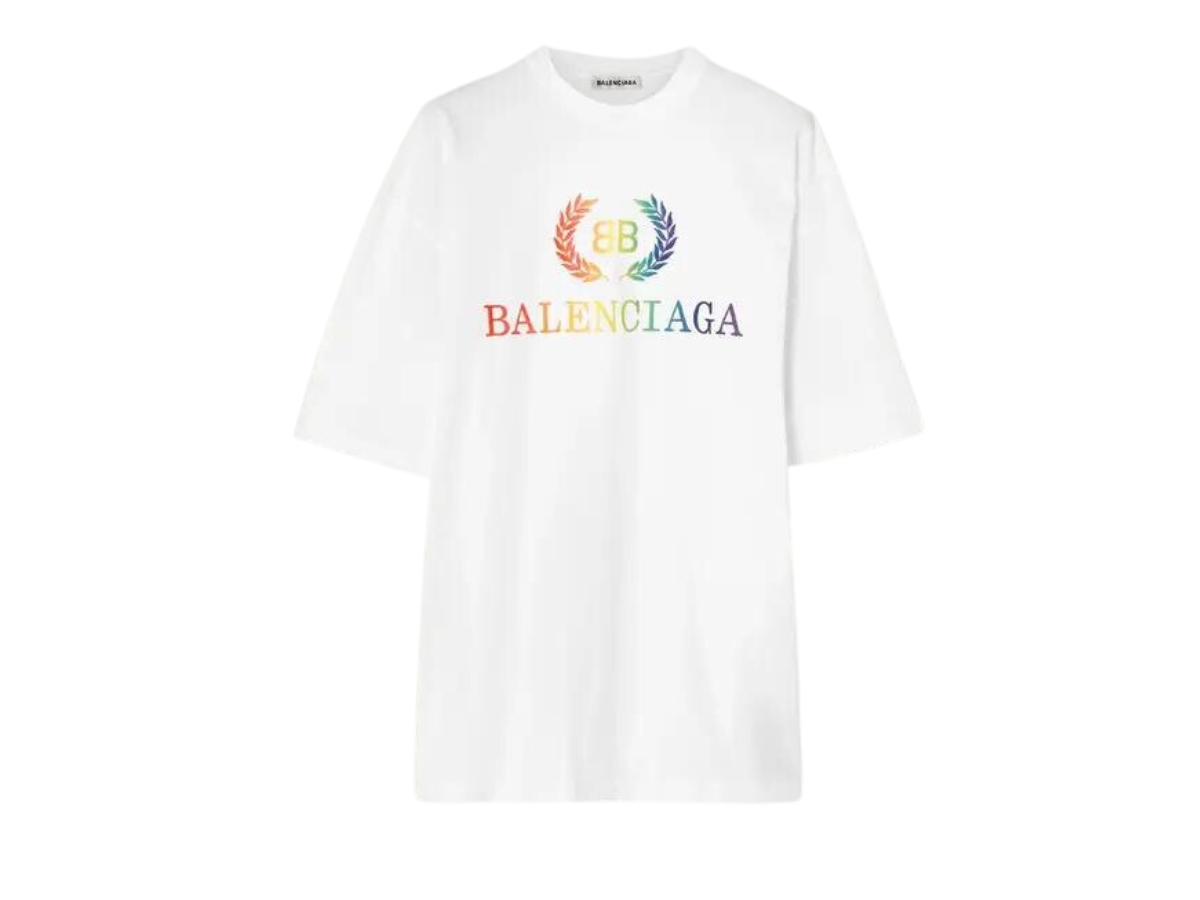 Embroidered T Shirt Balenciaga Multicolor Balenciaga Rainbow