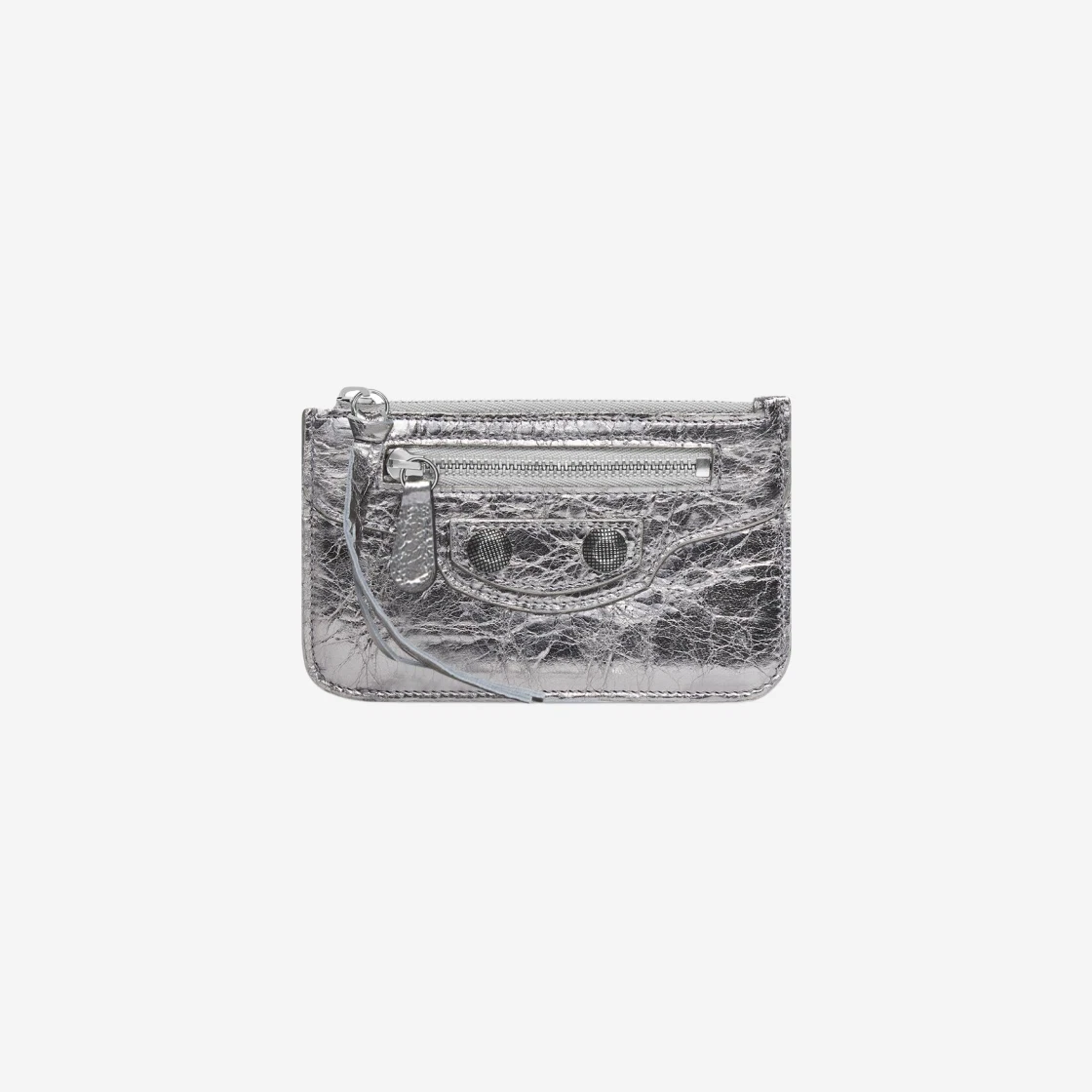 Balenciaga Le Cagole Long Coin Card Holder Metallized Silver