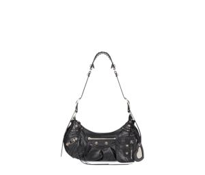 Buy Balenciaga Le Cagole Small Shoulder Bag In Black Arena Lambskin With Aged-Silver Hardware at Sasom – Authentic and Ready to Ship