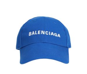 Balenciaga Logo Embroidered Baseball Cap In Blue Cotton