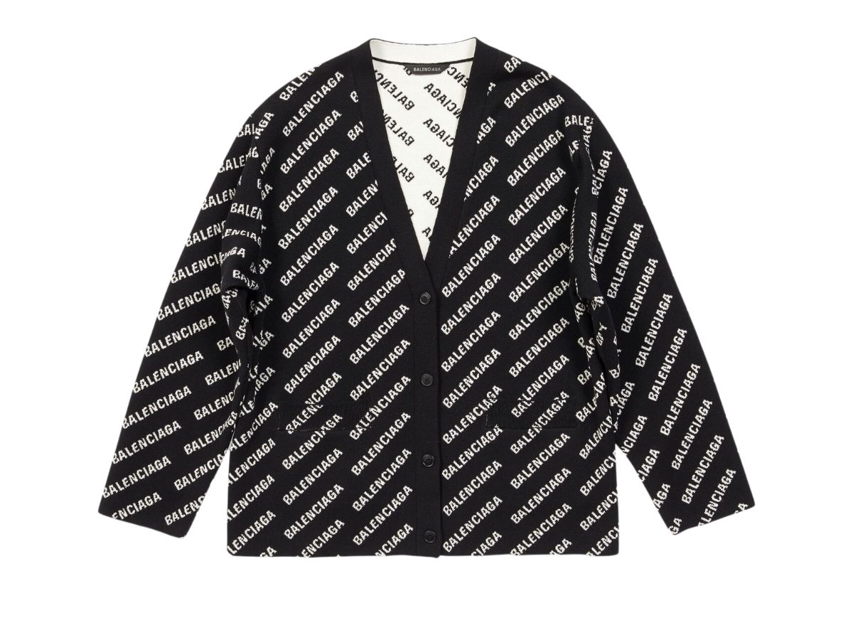 関税・送料込 BALENCIAGA MINI ALLOVER LOGO カーディガン Mini allover logo cardigan