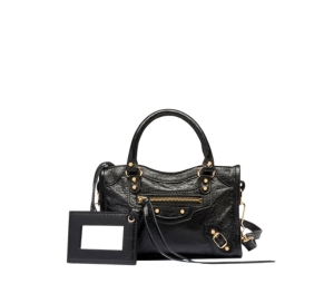 Buy Balenciaga Mini City Shoulder Bag In Leather With Light Gold Hardware Black at Sasom – Authentic and Ready to Ship
