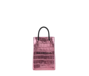 Buy Balenciaga Mini Shopping Bag In Pink Patent Crocodile Embossed Calfskin at Sasom – Authentic and Ready to Ship