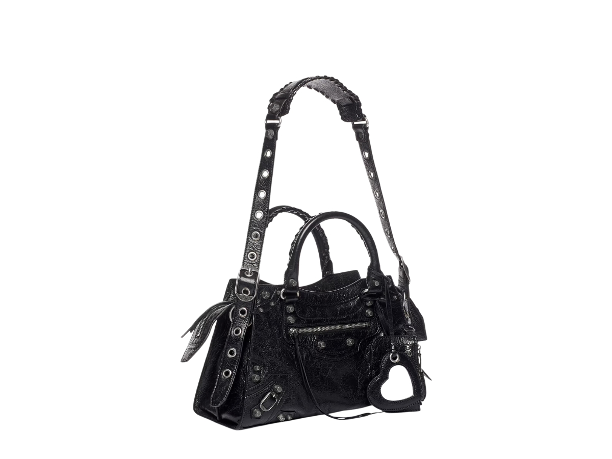 Balenciaga Neo Cagole City Small Handbag In Black Arena Lambskin