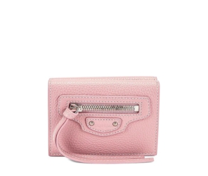 Balenciaga Neo Classic Mini Wallet In Pink Grained Calfskin