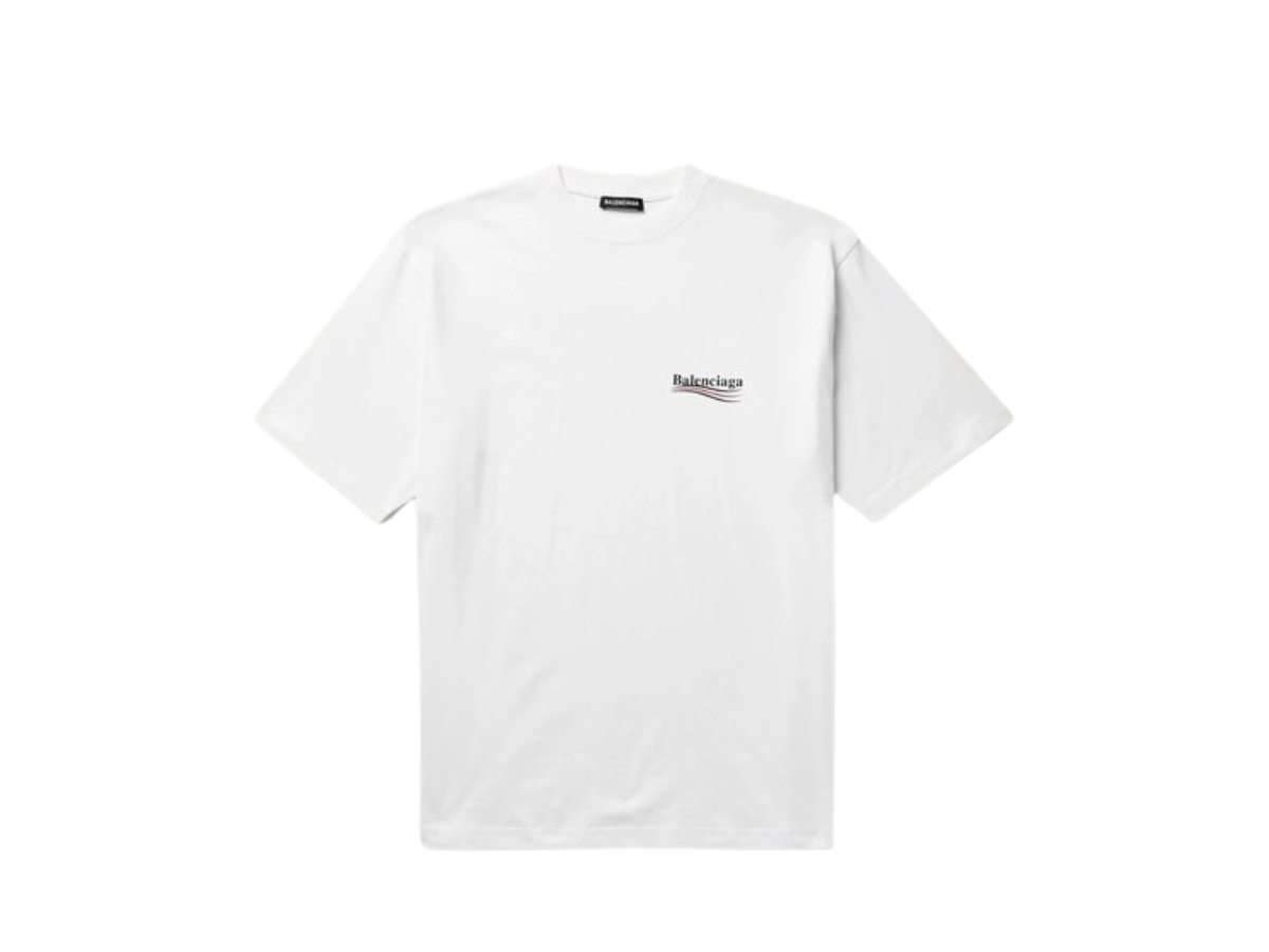 Balenciaga Oversized Logo-Print Cotton Jersey T-Shirt White