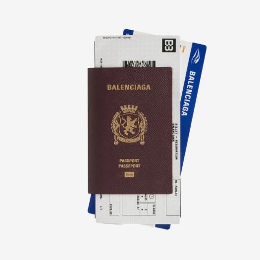 Balenciaga Passport 2 Tickets Long Wallet Dark Red