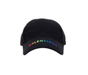Balenciaga Rainbow Logo Baseball Cap In Black Cotton