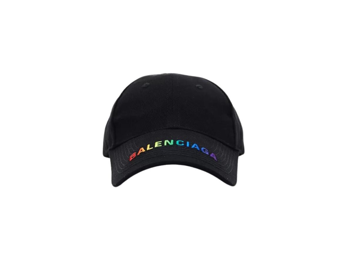 Balenciaga Rainbow Logo Baseball Cap In Black Cotton