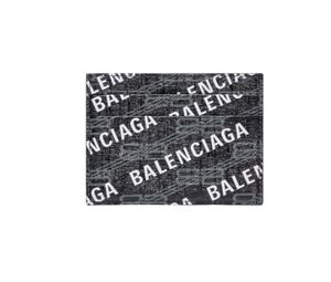 Balenciaga Signature Card Holder BB Monogram Coated Canvas And Allover Logo Black
