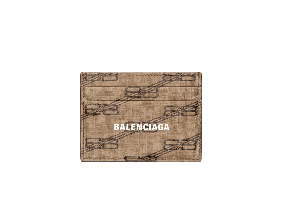 Balenciaga Signature Card Holder In Beige and Brown BB