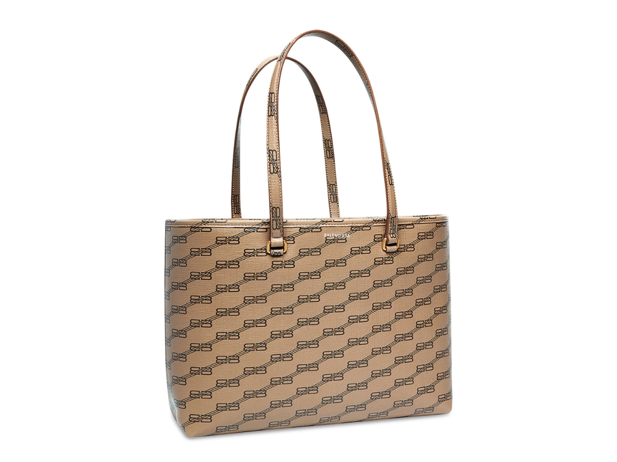Women's Signature Small East-West Shopper Bag Bb Monogram Coated Canvas in  Beige