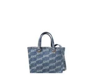 Buy Balenciaga Signature Small Shopper Bag In BB Monogram Denim With Silver Hardware Blue at Sasom – Authentic and Ready to Ship