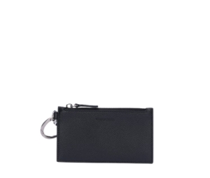 Balenciaga Strap Card Holder In Grained Leather-Embossed With Silver Metal Hardware Black