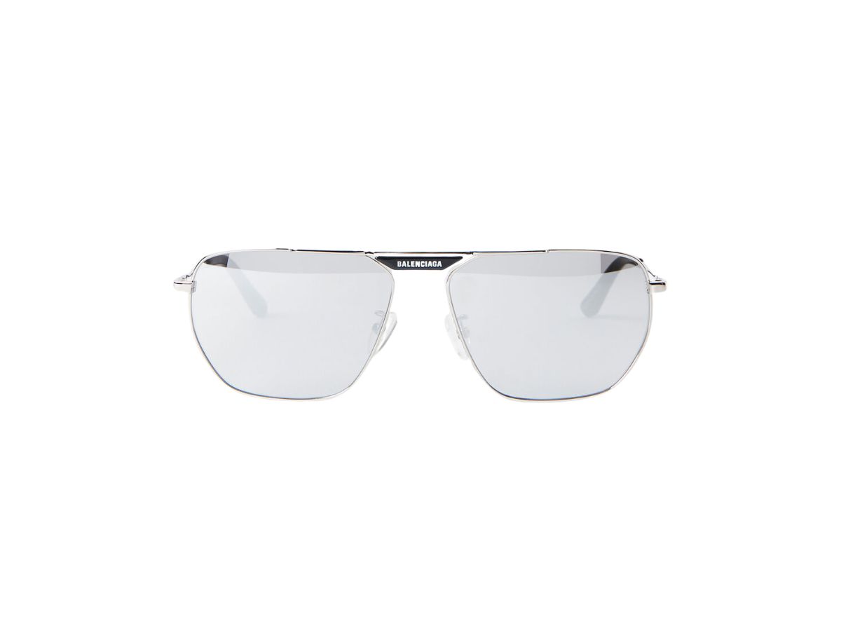 Balenciaga Tag 2.0 Navigator Sunglasses In Silver Metal With 