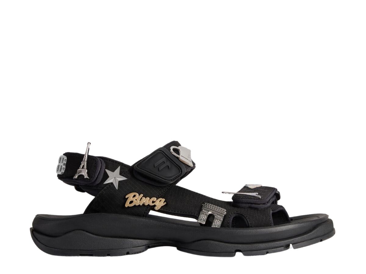 Balenciaga Tourist Sandal In Black Technical Material With Pins (W)