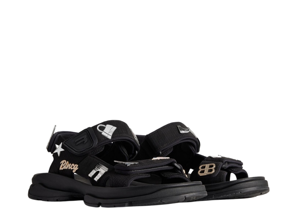 Balenciaga Tourist Sandal In Black Technical Material With