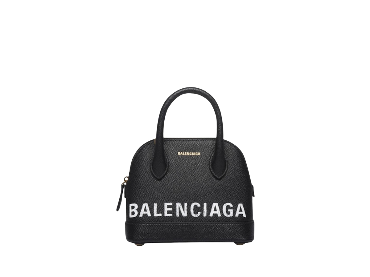 Balenciaga Ville XXS Top Handle Bag In Black White Calfskin