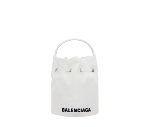 Balenciaga Wheel XS Bucket Bag In Nylon With Silver Hardware White