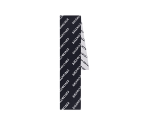 Balenciaga Women's Allover Logo Scarf In Black and White Wool Knit