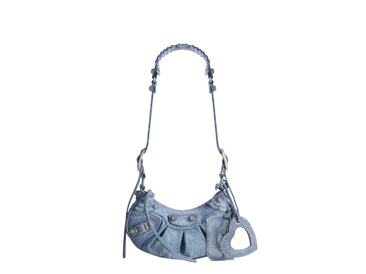 Balenciaga Le Cagole Xs Washed Denim Shoulder Bag