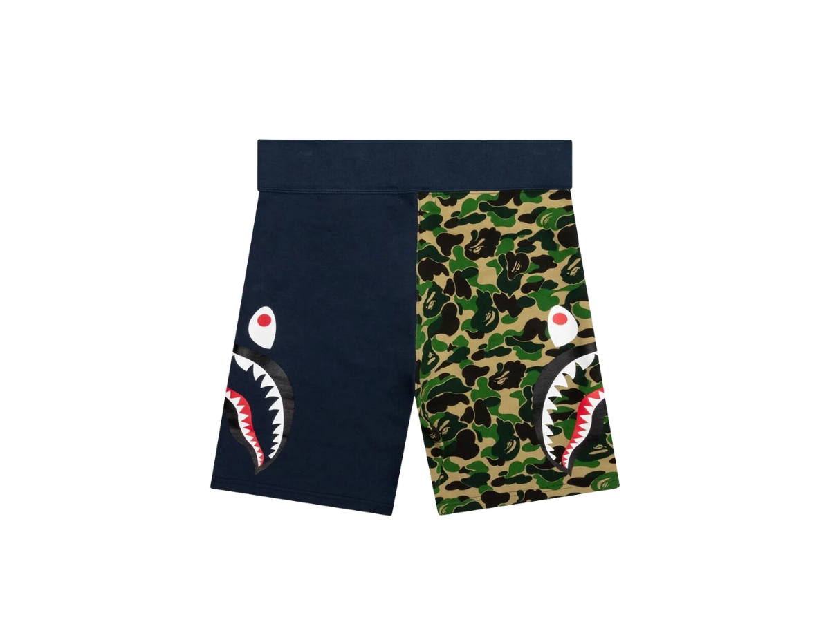 Bape Bape ABC Camo Side Shark Sweatshorts Green Navy - view 2
