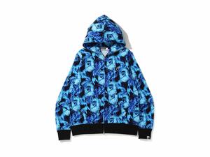 Buy BAPE Flame Wide Full Zip Hoodie Blue at Sasom – Authentic and Ready to Ship