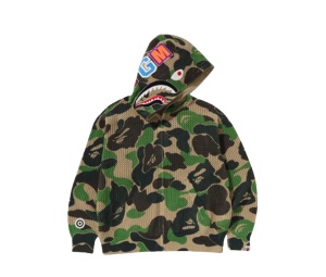 Buy Bape ABC Camo Crochet Relaxed Fit Shark Full Zip Hoodie Green at Sasom – Authentic and Ready to Ship