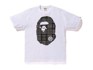 Buy Bape Logo Check Big Ape Head Tee White Black at Sasom – Authentic and Ready to Ship