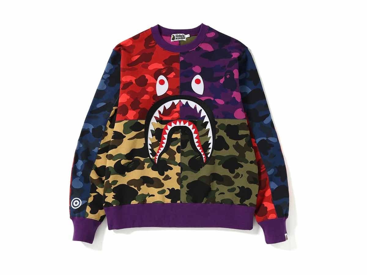 SASOM apparel BAPE Mix Camo Shark Crazy Sweatshirt Multi Check the latest price now