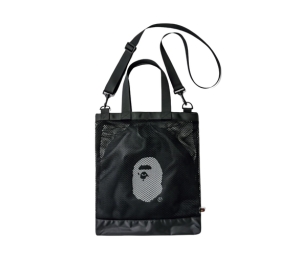 Buy BAPE Netted Style Two Way Carry Shoulder Tote Bag Black at Sasom – Authentic and Ready to Ship