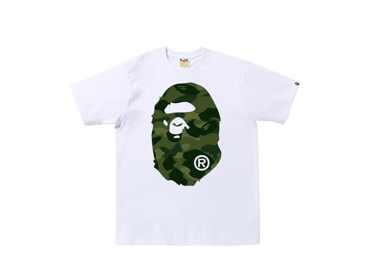 https://d2cva83hdk3bwc.cloudfront.net/bape-tsabccbahtwg-bape-color-camo-big-ape-head-tee-white-green-1.jpg