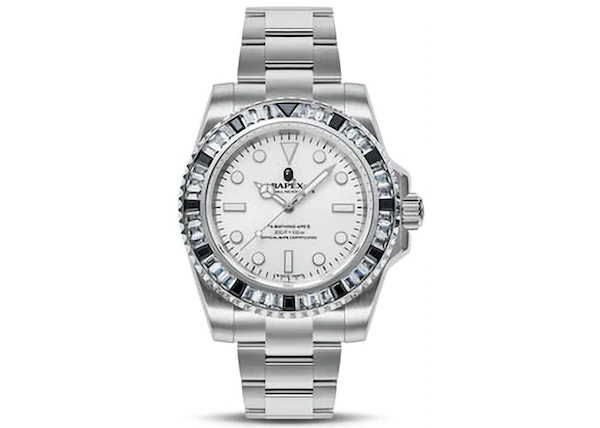 Buy BAPE Type 1 Bapex Crystal Stone Watch Silver White at Sasom – Authentic and Ready to Ship