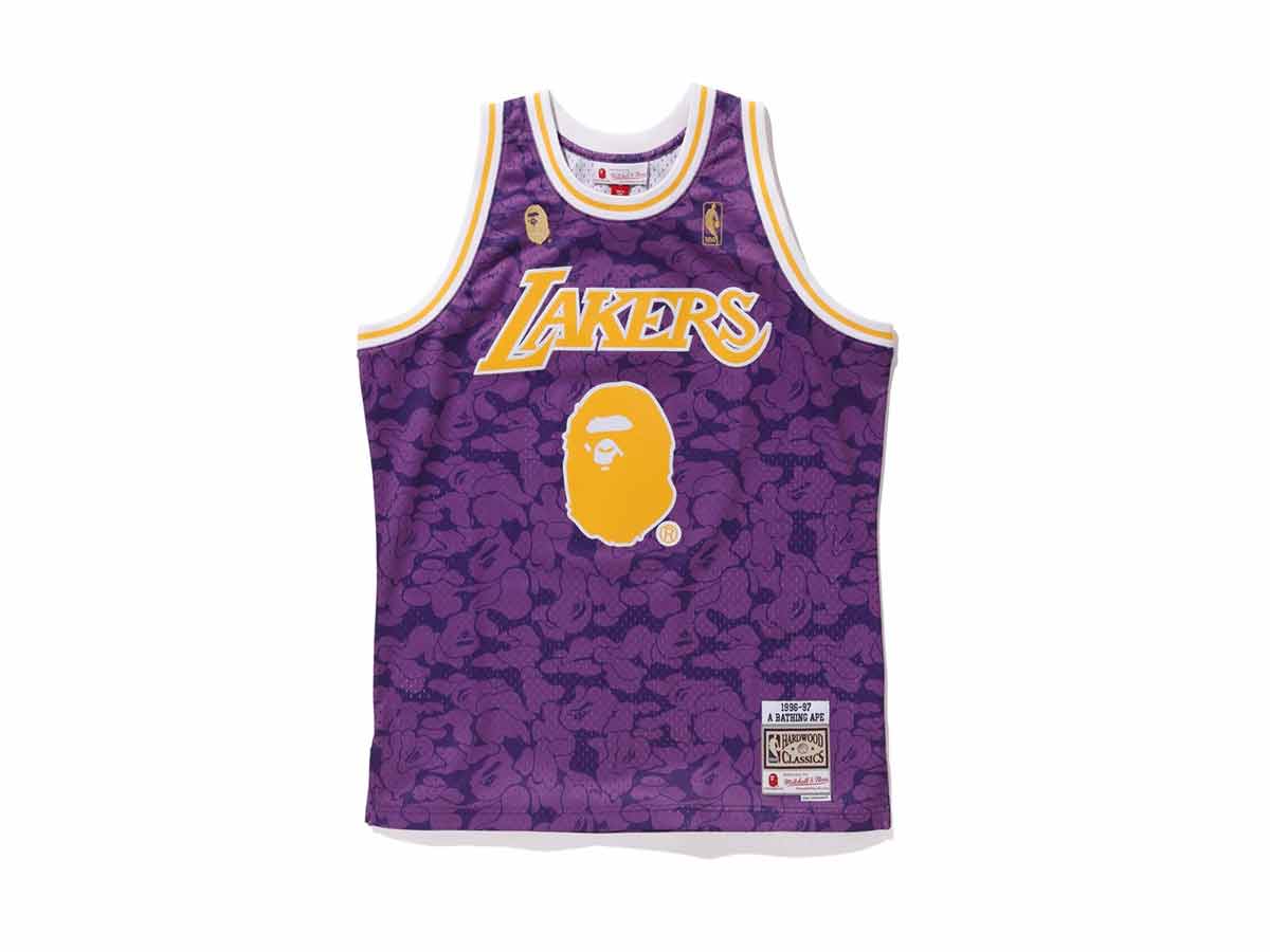 BAPE x Mitchell & Ness Lakers ABC Basketball Swingman Jersey Purple