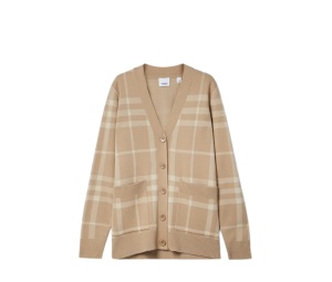 Buy Burberry Checked Wool And Cashmere Blend Cardigan Beige at Sasom – Authentic and Ready to Ship