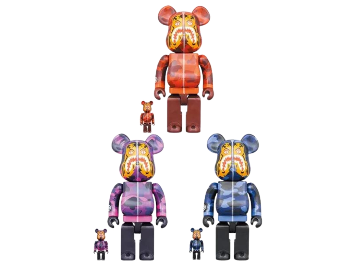 BE@RBRICK Bape(R) Camo Tiger Red/Purple/Blue 400%+100%