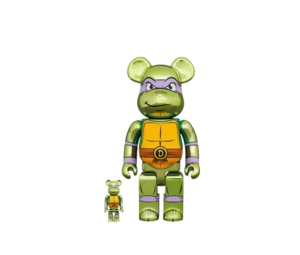 Bearbrick x Teenage Mutant Ninja Turtles Donatello 400%+100% Set Chrome Ver.