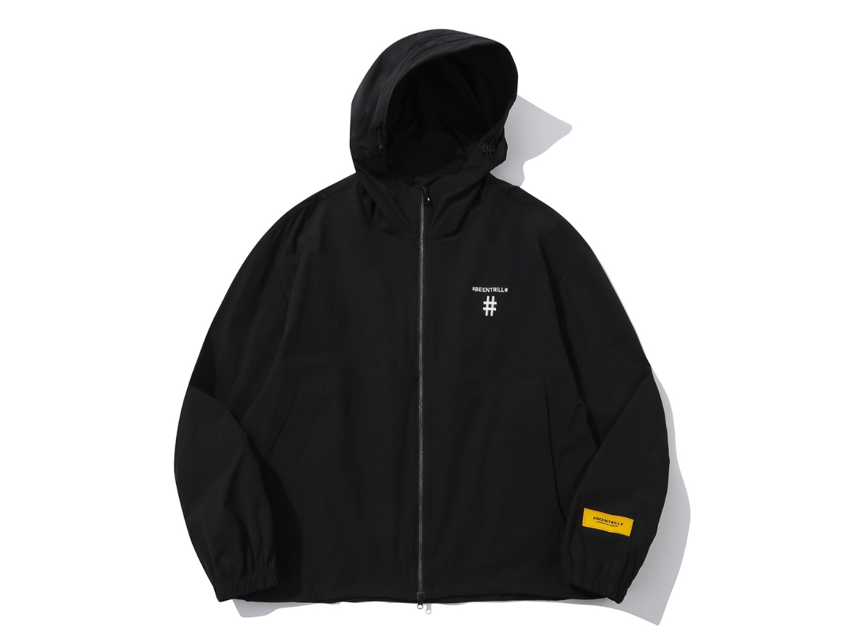 Beentrill Basic Hashtag Overfit Windbreaker Black