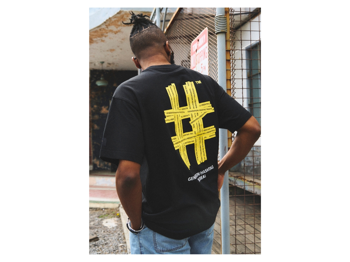 [BEENTRILL]★NEW MINI TAPING HASHTAG SHORT SLEEVE T-SHIRT men_women_ladies_comfortable_s