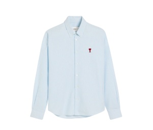 Buy Ami Paris Ami De Coeur Button Down Stripped Cotton Oxford Shirt Sky Blue at Sasom – Authentic and Ready to Ship