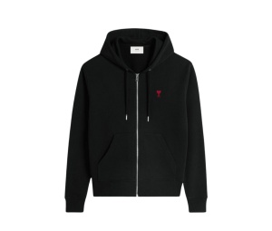 Buy AMI de Coeur Loopback Oragnic Cotton Fleece Zipped Hoodie Black at Sasom – Authentic and Ready to Ship