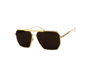 Bottega Veneta BV1012S Sunglasses In Gold Metal Frame With Brown Lens