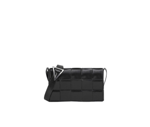 Buy Bottega Veneta Cassette Medium Intreccio Leather Cross-Body Bag In Calfskin With Silver Finish Hardware Black at Sasom – Authentic and Ready to Ship