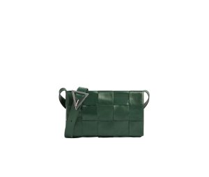 Buy Bottega Veneta Cassette Medium Intreccio Leather Cross-Body Bag In Calfskin With Silver Finish Hardware Raintree at Sasom – Authentic and Ready to Ship